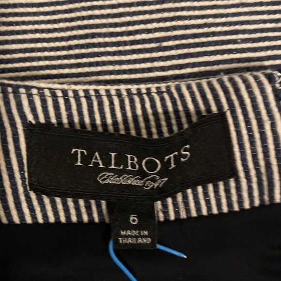 TALBOTS white black striped cotton blend straight pencil skirt 6 - Picture 6 of 7